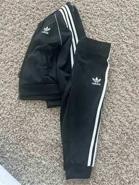 adidas Black Jogger Sweatpants with White Three Stripes